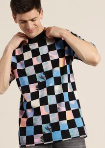 Vibrant Checkered Graphic T-Shirt
