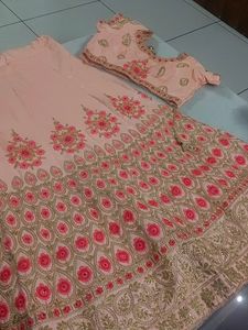 Peach Embroidered Lehenga