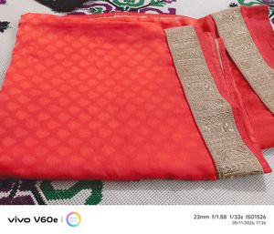 Elegant peach colour Saree with Golden Border