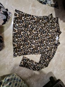 Leopard Print Mock Neck Top