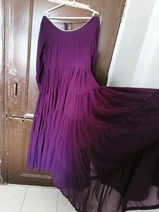 Flowy Tiered Purple Anarkali Gown💜