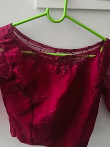 Maroon Net Embroidered Lehenga
