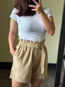High-Waisted Belted Shorts
