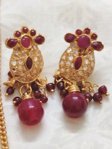 1gm Gold plated Ruby Jadau Kundan Set