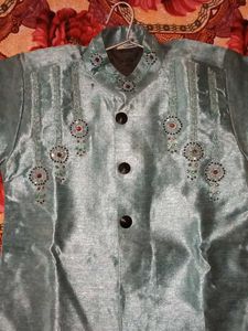 Boy's Light Blue Embroidered Kurta