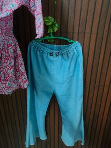 Stylish Pink Printed Kurta with Blue Pants