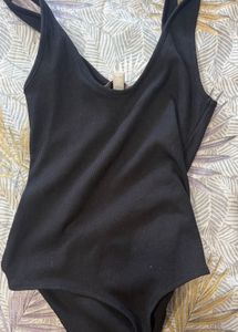 H&amp;M Black Ribbed Bodysuit