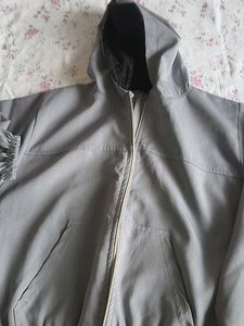 Grey Hooded Zip-Up Jacket