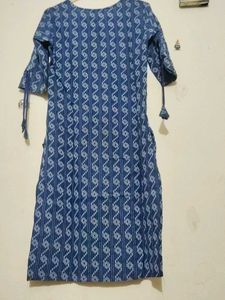 Blue Printed Cotton Kurta