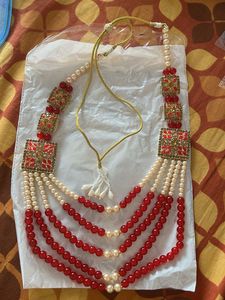 Elegant Red &amp; Pearl Necklace