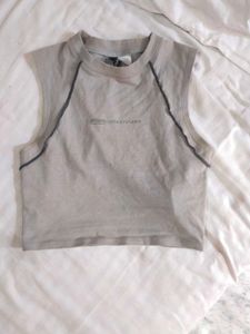 Grey Cropped Sleeveless Top