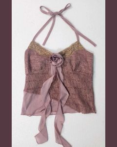 Coquette Y2Klace rosette tie-up cami