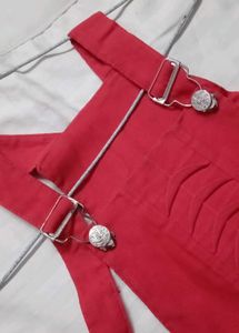 Chic Red Pinafore Dress