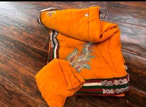 Elegant Mustard Embroidered Saree