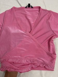 Cute Pink Ruffle Wrap crop Top