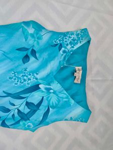 Flowy Blue Floral V-Neck Dress