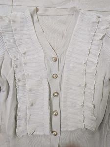 Elegant Pleated White Blouse
