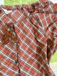 Plaid Off-Shoulder Puff Sleeve Top