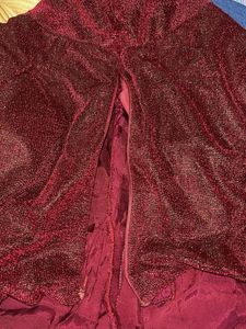 maroon sparkling lehanga with blouse and duppta