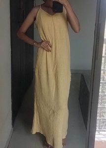 Glittery Flowy Yellow Maxi Dress