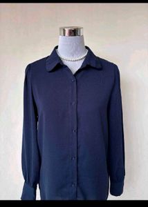 Classic Navy Blue Collared Shirt