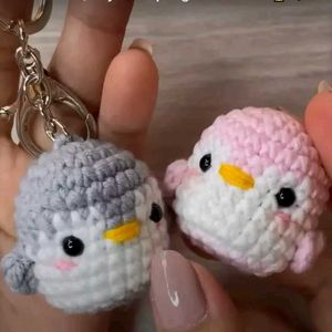 Cute Crochet Penguin Keychain Set
