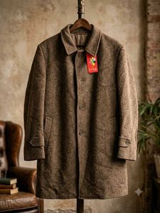 Vintage Brown Tweed Coat (Size-L)