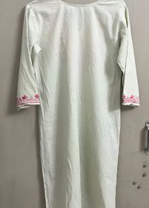 Pista colored Embroidered Kurta