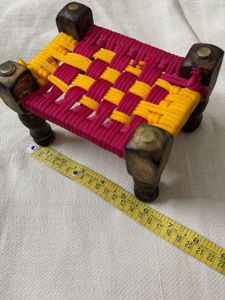 🆕Handmade Wooden &amp; Rope Miniature Cot Showpiece