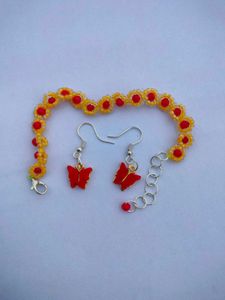 Daisy Bracelet With Earrings Combo ✨