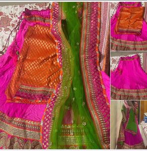 Meena Bazaar, Free Size, Semi Stiched Lehenga Chol