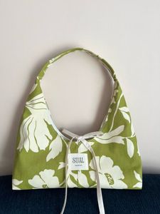 Chic Denim Beige Floral Hobo Bag