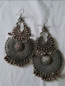 Big Sized Gloden Oxidized Earings