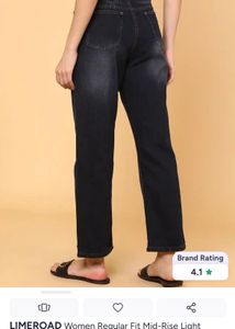 limeroad Women's Dark Wash black Straight Leg Jean