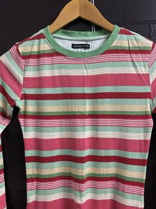 Striped Long Sleeve Knitted Dress