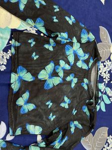 2 Artistic Collage Print Mesh Tops