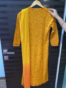 Orange Kurta Set with chiffon dupatta