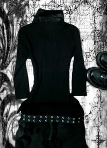 Chic Black y2k button up fitted top
