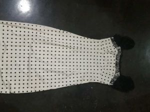 Polka Dot Black Lace Trim Dress