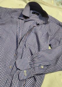 Men's Blue Checkered Long Sleeve Shirt