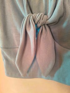 Light Blue Tie-Front Crop Top