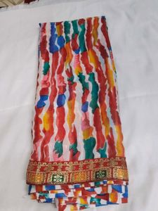 Vibrant Striped Designer Saree(with blouse piece)