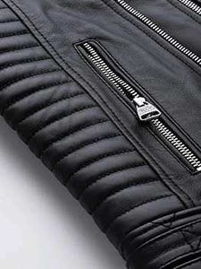 Shearling Collar Leather Moto Jacket