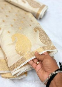 Soft Tussar Cream &amp; Gold Saree