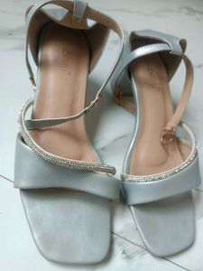 Elegant Silver Heeled Sandals