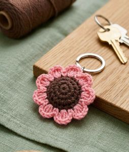 Handmade Crocheted Flower Keychain