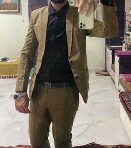 Men's Khaki two piece suit.