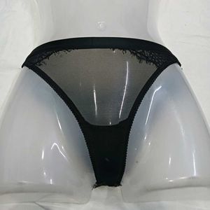 Sheer Black🪔 Lace Trim Bikini Panty