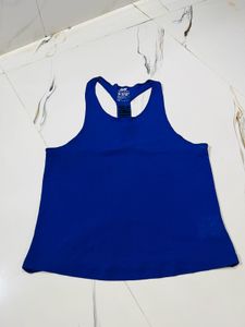 Blue Racerback Tank Top &amp; Black Sports Bra