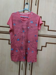 Pink Striped Graphic T-Shirt
